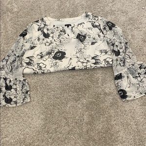 Talbots blouse, white with black flowers.